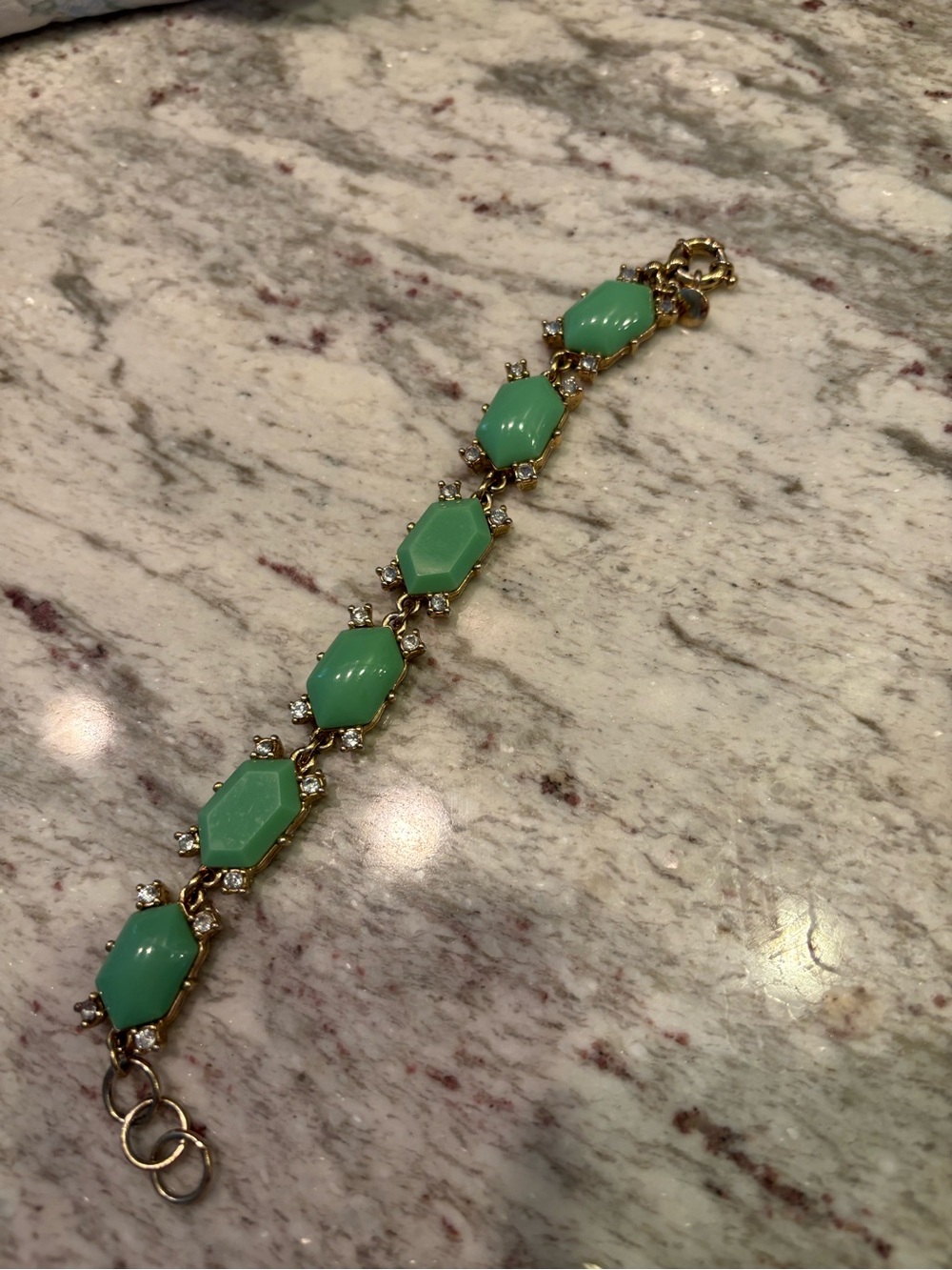 I Crew Gold Bracelet with Mint Green Hexagon Stones